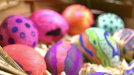 Easter eggs, spinning shot.