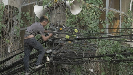 Electrician working in Vietnam.
