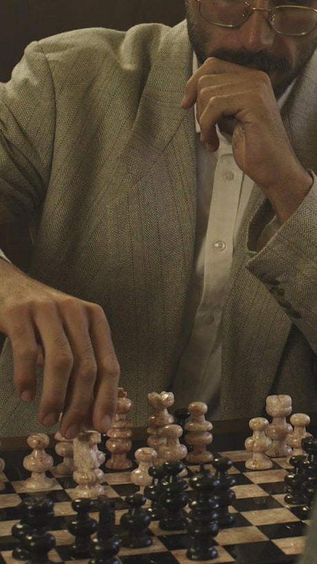 elegant and intellectual man playing chess.
