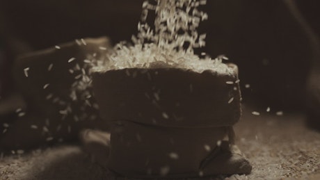 Falling rice in slow motion.