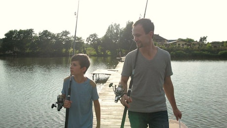 Father and son on a fishing trip.