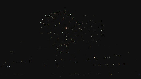 Fireworks explode in the night.