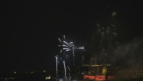 Fireworks over a city