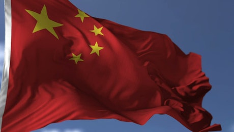 Flag of China waving in the wind.