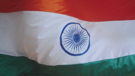 Flag of India waving in the air.