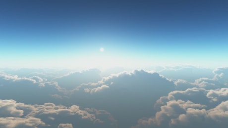 Flight above the cloud level, loop video.