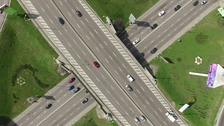 Flying above a highway crossing.