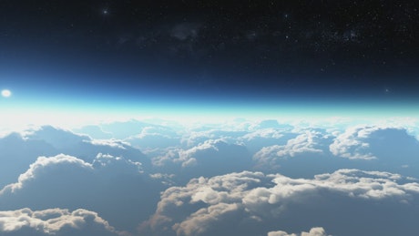 Flying between the clouds and outer space, 3D
