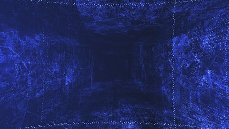Flying in a virtual tunnel with blue walls, loop video