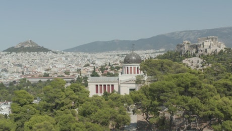 Flying over Athens, Greece.