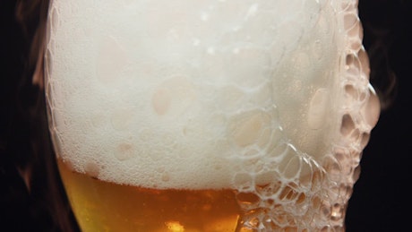 Foam dripping down a beer glass.