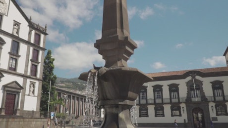 Fountain in the center of a town.