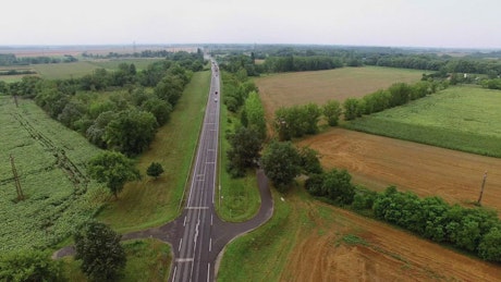 Freeway between agriculture fields