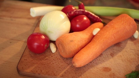 Fresh vegetables on a chopping board
