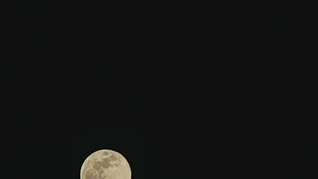 Full moon rising in the dark sky