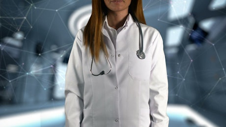 Futuristic Doctor with a hologram