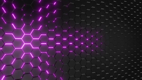 Futuristic honeycomb with neon light.