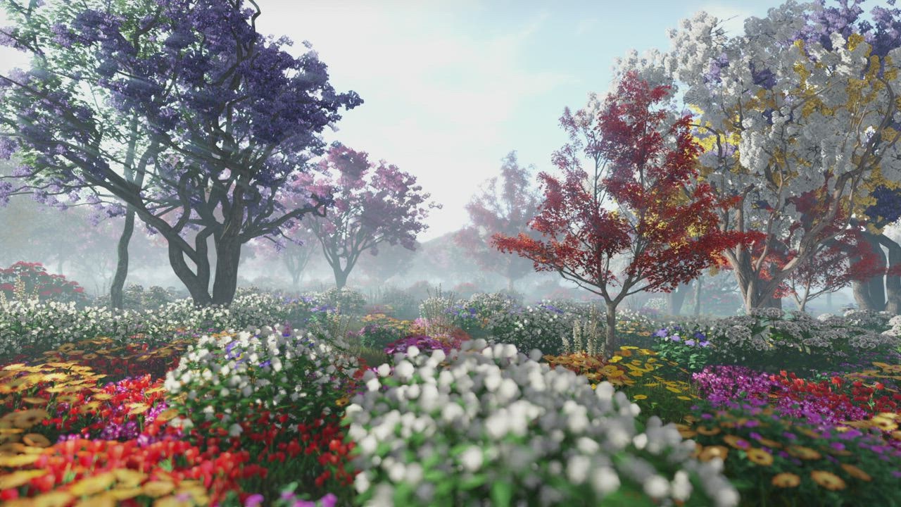 Garden of Eden full of flowers and trees - Free Stock Video