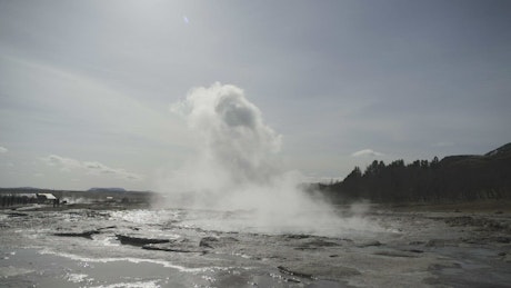 Geysir erupting in Iceland.