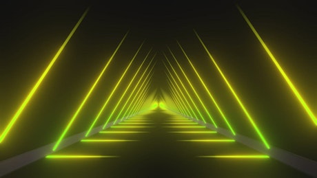 Going through a tunnel of yellow light triangles.