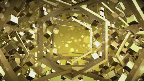 Golden abstract frames and shapes, title video.