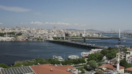 Golden Horn Bridge traffic in Istanbul