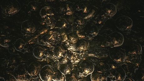 Golden surface with skulls, animation.