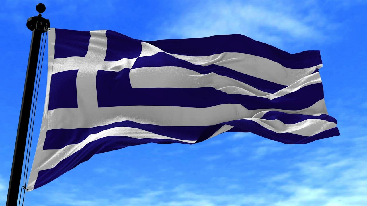 Greece flag waving in slow motion - Free Stock Video