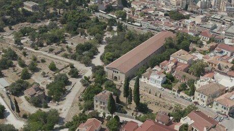 Greek-style museum seen through the air