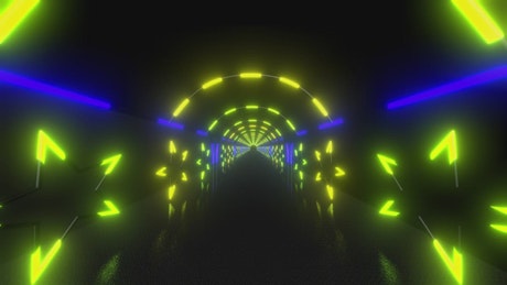 Hallway with arches and walls with light stars