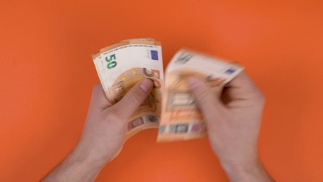Hands counting euros