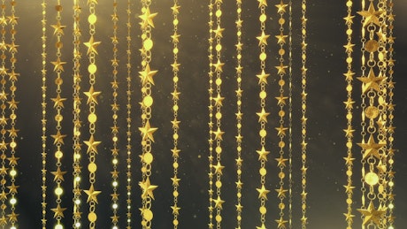 Hanging golden stars.