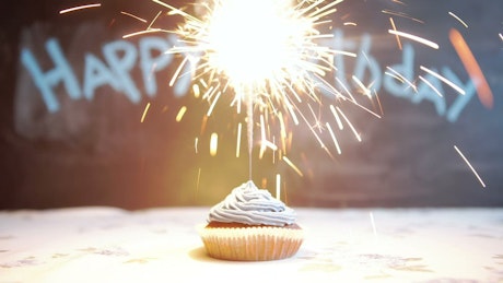 Happy birthday special sparkling cupcake