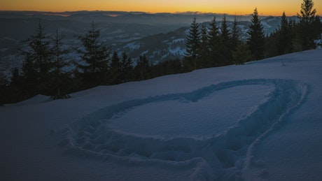 Heart in the snow