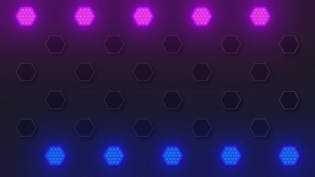 Hexagons wall of colored light igniting in sequence.