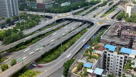 Highway crossing and overpass in the city.