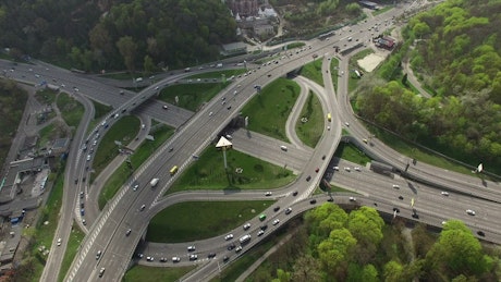 Highway intersection aerial view.