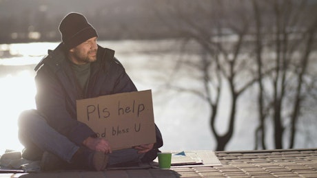 Homeless man given money