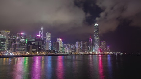Hong Kong city skyline and harbor.
