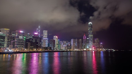 Hong Kong Illuminated skyline in the night