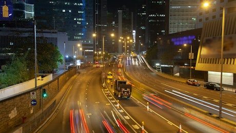 Hong Kong night traffic in fast motion