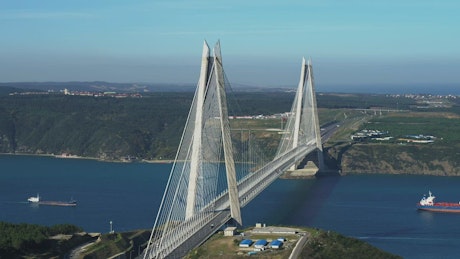Huge cable bridge in the city of Istanbul.
