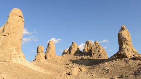 Huge rocks in the desert.