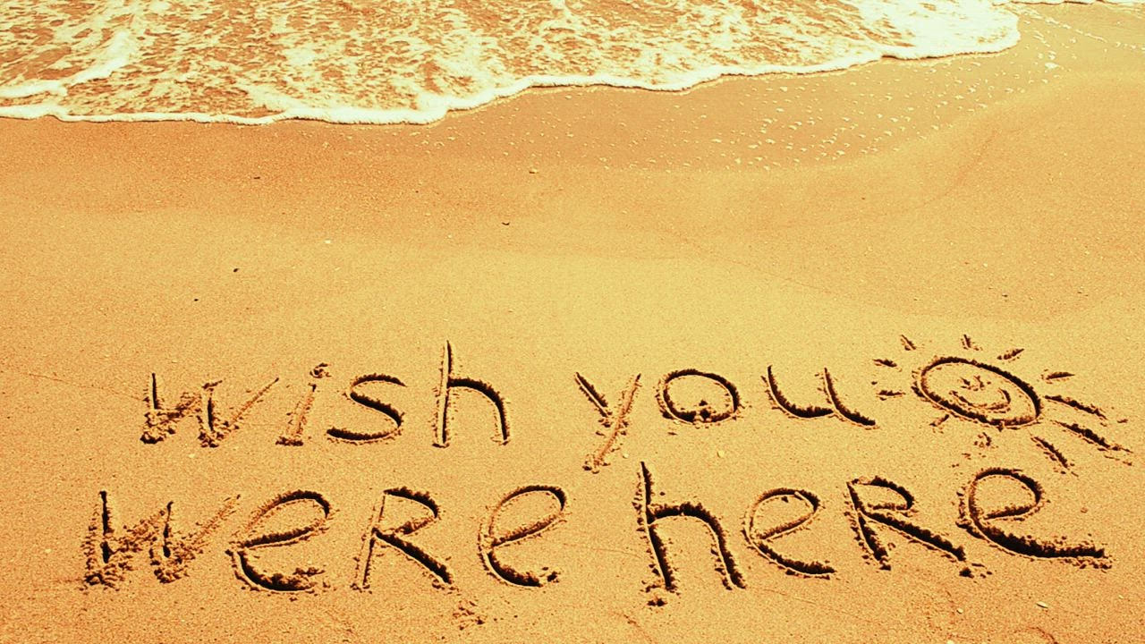 I Wish You Were Here Written In The Sand Free Stock Video