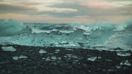 Ice between breaking waves.