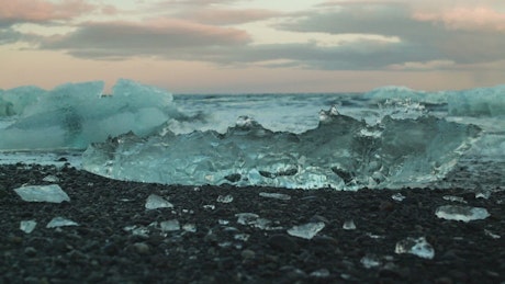 Ice chunks on the coast.