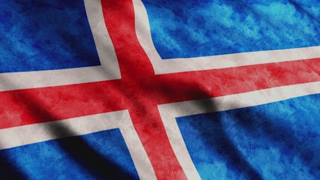 Iceland flag, faded texture.