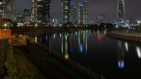 Incheon city landscape at night.