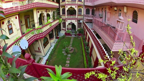 India colorful and traditional hotel.