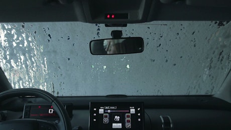 Inside an automatic car wash